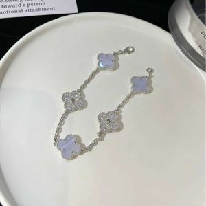 Brand Charm 925 Pure Silver Van Purple Clover Bracelet chapado con 18K Platinum High Version Jade Mirton