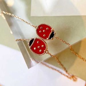 Merk charme hoge versie van ladybug haute couture v goud dik vergulde 18k rozenarmband voor dames ins -stijl veelzijdige eenvoudige en voortreffelijke