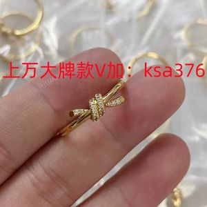 Brand Charm Tff Knot Ring 925 Pure Silver plaqué 18k Gold Valley Love Ling Idem With Diamond Interwoven Exquis CraftFfmanship