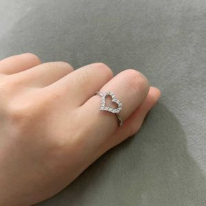 Merk charme TFF S925 All Body Sterling Silver Heart Ring Fashion veelzijdige gepersonaliseerde nieuwe dameseditie met logo