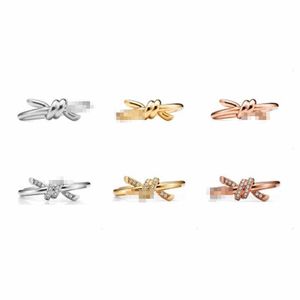 Merk charme tffs nieuwe S925 Silver Knot Diamond Ring Instagram modieus thuisgeschenk