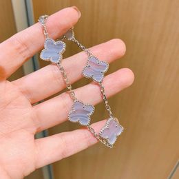 Brand Charm Van Bracelet Clover à quatre feuilles Natural Purple Jade Chalédoine Jewelry Simple Gift For Girlfriend