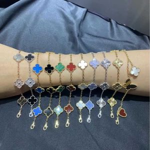 Brand Charm Van High Edition Fritillaria Bracelet Vrouw Plated 18K Rose Gold Agate Lucky Four Leaf Grass Panda