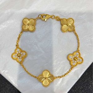 Merk BEHARM VAN Lucky Four Leaf Grass Bracelet Dikke Geplaatste 18K Rose Gold Light Luxury Style Fashion