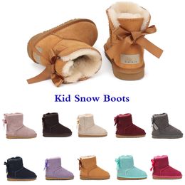Marque enfants filles bottes chaussures hiver enfant en bas âge garçons bottes enfants neige nœud papillon botte enfants en peluche chaussures chaudes