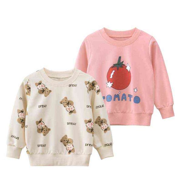 Ropa de marca para niños, sudadera para niñas, ropa para bebés, camisas largas de algodón con dibujos animados, Top coreano, Uds. G1028, otoño 2021