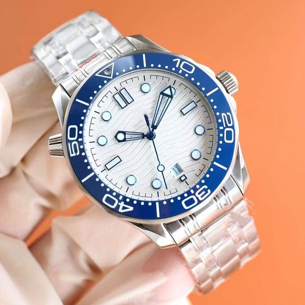 Montres de plongée classiques en céramique bleue pour hommes, montre-bracelet de Sport mécanique automatique et lumineuse, avec chiffres et calendrier, 42mm