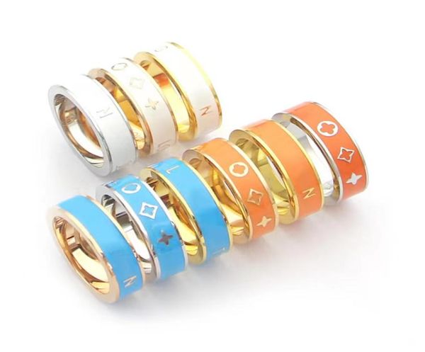 Marque Classique Couleur Epoxy Designer Bague À La Mode Hommes et Femmes Couple Anneaux De Mariage De Haute Qualité En Acier Inoxydable Midi Anneau Jewe3288838