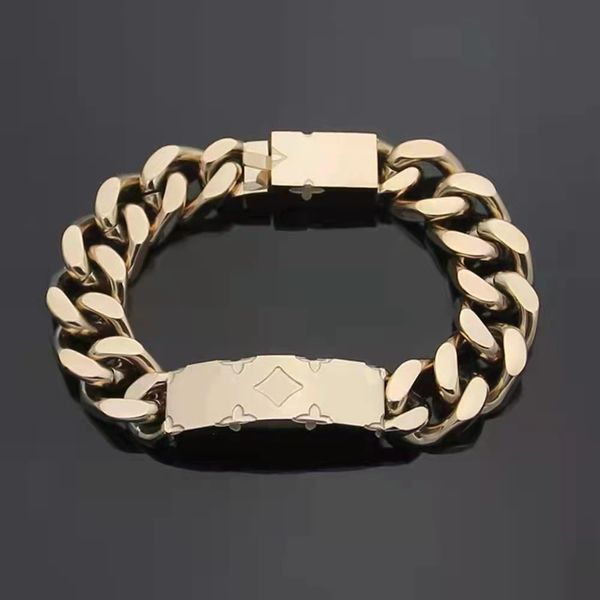 Marque classique dominateur hommes ID Bracelet européen créateur de mode Bracelet haute qualité en acier inoxydable galvanoplastie 18K or Bracelets bijoux