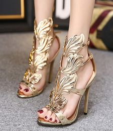 Marque Classic Gold Summer Wedding Party Party Wings Wings Leaf Robe à langes Chaussures de sandale sexy Sandales ouvertes 3 Colors4207582