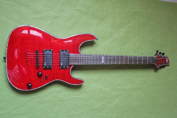 Guitarra clásica de marca 2022, diseño de cuerpo penetrante rojo, LTD H-351NT, guitarra eléctrica de 24 trastes, fabricada en Corea