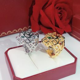 Merk klassieke luipaard ring sieraden voor mannen dames luipaard hoofd bruiloft diamantringen