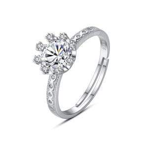 Moisanite Diamond Ring S925 STERLING Silver Moissanite Brand Ring Mariage Party Bride Ring Europe et American Hot Fashion Femmes Open Ring Valentin Gift Spc