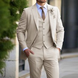 Brand Classic Men traje 3 piezas Fashion Fit Slim Fit Blazer Chalse Pants Set Formal Business Wedding Buxedos para ropa casual 240422