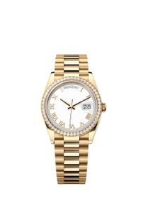 Merk schone menwatch hoogwaardige arbeidsontwerper Watch Daydatum 36 mm mechanisch automatische horloges diamant horloge Rol horloge voor man luxe 3726