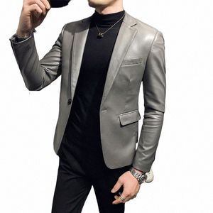 Marque Vêtements Fi Mâle Haute Qualité Slim Fit Casual Veste En Cuir / Costume De Style Rétro Pour Hommes / Blazers Chats S-4XL S36J #