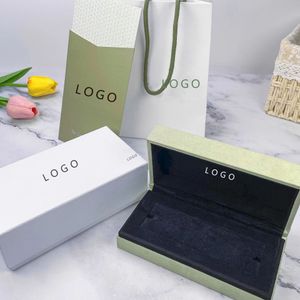 Caja de joyería con pulsera de trébol de marca, caja VansCleef de moda, caja de joyería larga de diseñador