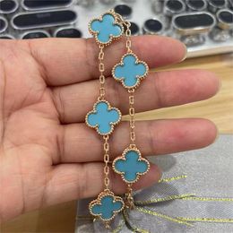 Merk klaver ontwerper armbanden sieraden goud blauw turquoise stenen vlinder liefde 5 bloemen diamant limited edition charms bangle armband consistent