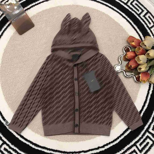 marque confort cardigan pour enfants chapeau d'oreille animal pull bébé taille 100-150 cm designer impression complète de lettres fille veste tricotée oct10