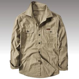 Marque coton chemise militaire hommes printemps décontracté Cargo chemises hommes manches longues chemises Camiseta Masculina grande taille 5XL 6XL 240117