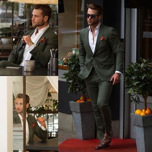 Merk Donkergroen Bruidegom Tuxedos Notched Revers Heren Bruiloft Slijtage Mode Man Jacket Blazer 3 Stuk (Jack + Pants)