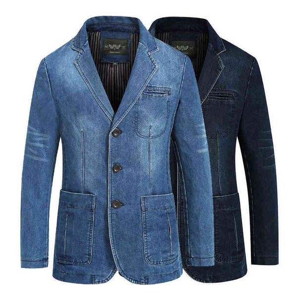 Marque Denim Veste Hommes Automne Hiver Hommes Jean Vestes Casual Slim Fit Coton Manteau Plus La Taille 4XL Jaqueta jeans Masculina blazer Y220803