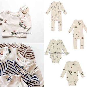 Merk ontwerp baby romper Europese Amerikaanse stijl baby jongens meisjes lange mouw onesie lente herfst kleding petitpiao 210619