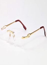 Brand Design Clear Lenses Nerd Reading Rimless Half Frame Gold Silver Metal Alloy Frame Fashion Buffalo Glasses For Men Women Sun 6515901