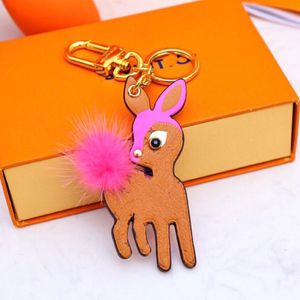 Merkontwerp Paren Key Wallet Valentijnsdag Baby Doe Bag Decoratie Keychain Cute Deer Keyring voor vriendin Luxe brief WO 307V