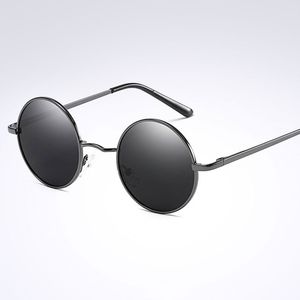 Tout nouveau design de mode lunettes rondes lunettes de soleil polarisées monture unisexe lunettes de soleil vintage ovales lunettes de soleil rondes UV400 lentille noire