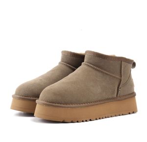 Diseño de marca Bota de plataforma Invierno G Tobillo Australia Nieve Ug Botas Fondo grueso Cuero real Botines cálidos y esponjosos con piel Todo tipo de moda