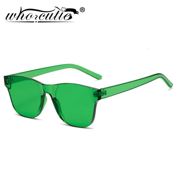 Marque Design lunettes de soleil sans monture femmes sans cadre cadre carré coloré océan lentille rouge vert teinte lunettes de soleil femme nuances OM879 240226