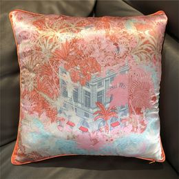 Merkontwerp Sofa Zijderworp Kussen Fashion Pillowcase Stoel CAR Lumbale kussenkussen Kushi -dekking achter kussen L220816