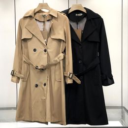 Gabardinas de mujer de diseño de marca, chaqueta con cinturón, cazadora clásica de doble botonadura, abrigo de otoño invierno de estilo fresco callejero 12104