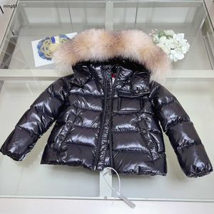 Merk designer baby Donsjacks kind Winter Warme kleding Maat 100-150 CM Zilver Bontkraag capuchon voor jongens meisje Oct05