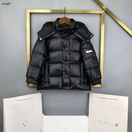 merkontwerper baby donsjassen minimalistische effen kleur kind winterkleding maat 110-150 cm mode capuchonjack voor jongens meisje sep15