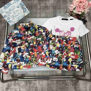 Merk designer baby trainingspak kinderkleding maat 100-150 kleurrijke cartoon print jas korte mouwen T-shirt en spijkerrok december05