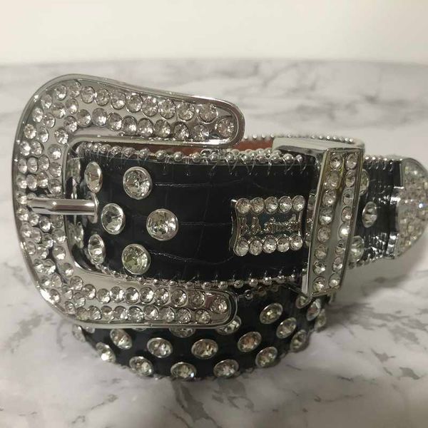 Cinturón de diseñador de marca Bb Simon para hombre para mujer, cinturones de diamantes brillantes, negro sobre azul, blanco, multicolor con diamantes de imitación ostentosos como regalo