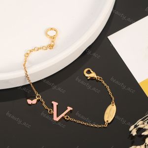 Luxe merk designer armband heren gouden kettingen luxe ontwerpers sieraden voor vrouwen bedelarmbanden met doosletters bloemarmband roze bijoux D5