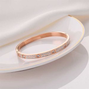 Diseñador de marca Carter Star Full Sky Dos hileras de pulseras de diamantes para hombres y mujeres New Bracelet Titanium Steel Rose Gold con logotipo 8KO1