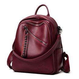 Merk Designer Casual Dames Rugzak Schooltassen Hoge Kwaliteit Reizen Schoudertas PU Lederen Vrouwen Rugzakken Daypack Bagpack Q0528