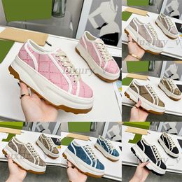 Merk Designer Casual Schoenen Canvas Reliëf Chunky B Sneakers Dames Lace Up Jacquard Retro Platform Sneaker Veelkleurige Borduursneakers