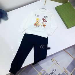 Merk Designer Kinderen Set Lente Herfst Unisex Trui Broek Zwart Veelzijdige Casual Sport Outdoor Kinderpak Kledingsets