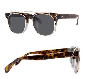 Gafas de sol con Clip de diseñador de marca para hombre, monturas de gafas ópticas para hombres y mujeres, gafas polarizadas con lentes de sol redondas