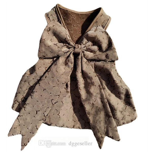 Marque Designer Chiens Vêtements Vêtements De Chien Mignon Bowknot Chiot Princesse Robe Pour Petits Chiens Fille Été Jupe Pour Animaux De Compagnie Doux Jacquard Classique Lettre Modèle Robe Féminine