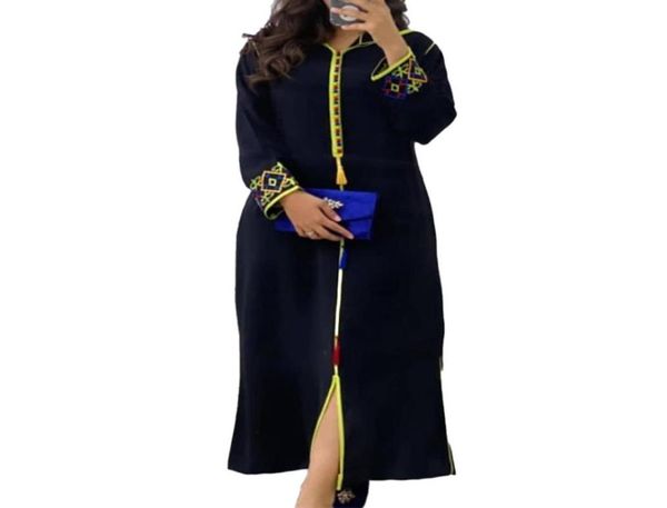 Marque Designer broderie robe arabe femmes dubaï Abaya turquie mode musulmane longues robes Femme marocaine Femme Jalaba9267174