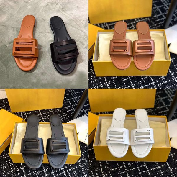 Brand Designer F Slide avec boîte Sandals Chaussures pour femmes Oreillers confortables Copper Black Pink Summer Fashion Slide Slippers Ashion Qualité d'origine