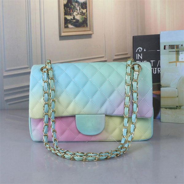 Bolso con solapa de diseñador de marca con bolso de hombro con cadena para mujer bolsos cruzados con entramado de diamantes Long1113