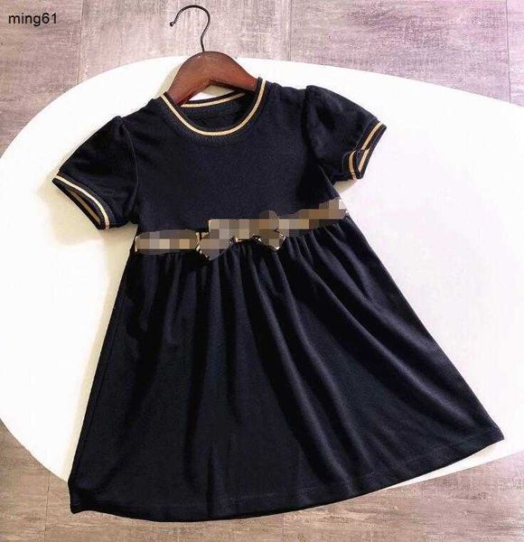 Vestido de diseñador de marca para niña, vestidos bonitos con lazo, falda elegante de manga corta, ropa de lujo para niña, vestido de princesa de encaje