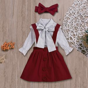 Merk Designer meisjes kleding sets meisje polka dot strik mouwloze tops jarretelle prinses rok baby meisjes pakken kinderkleding